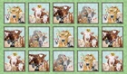 24" X 44" Panel Happy Farm Animals Cows Sheep Goats Green Cotton Fabric D363.45