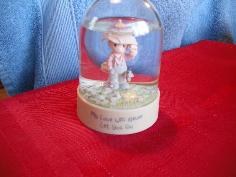 1996 Enesco Precious Moments Fisherman Waterball In Original Box