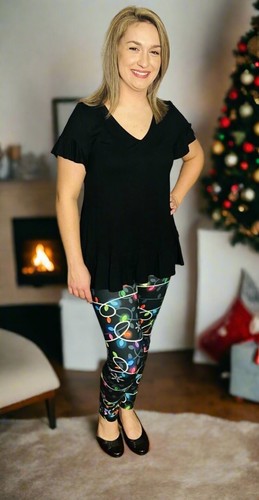 NEW TC2 Women Christmas Lights Leggings YOGA WAIST (feels soft as Lularoe) - Picture 6 of 8