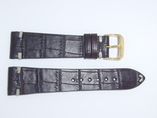 RIOS1931 Embossed Alligator Grain Watch Band Strap 22 mm Mocha Brown "Hollywood"