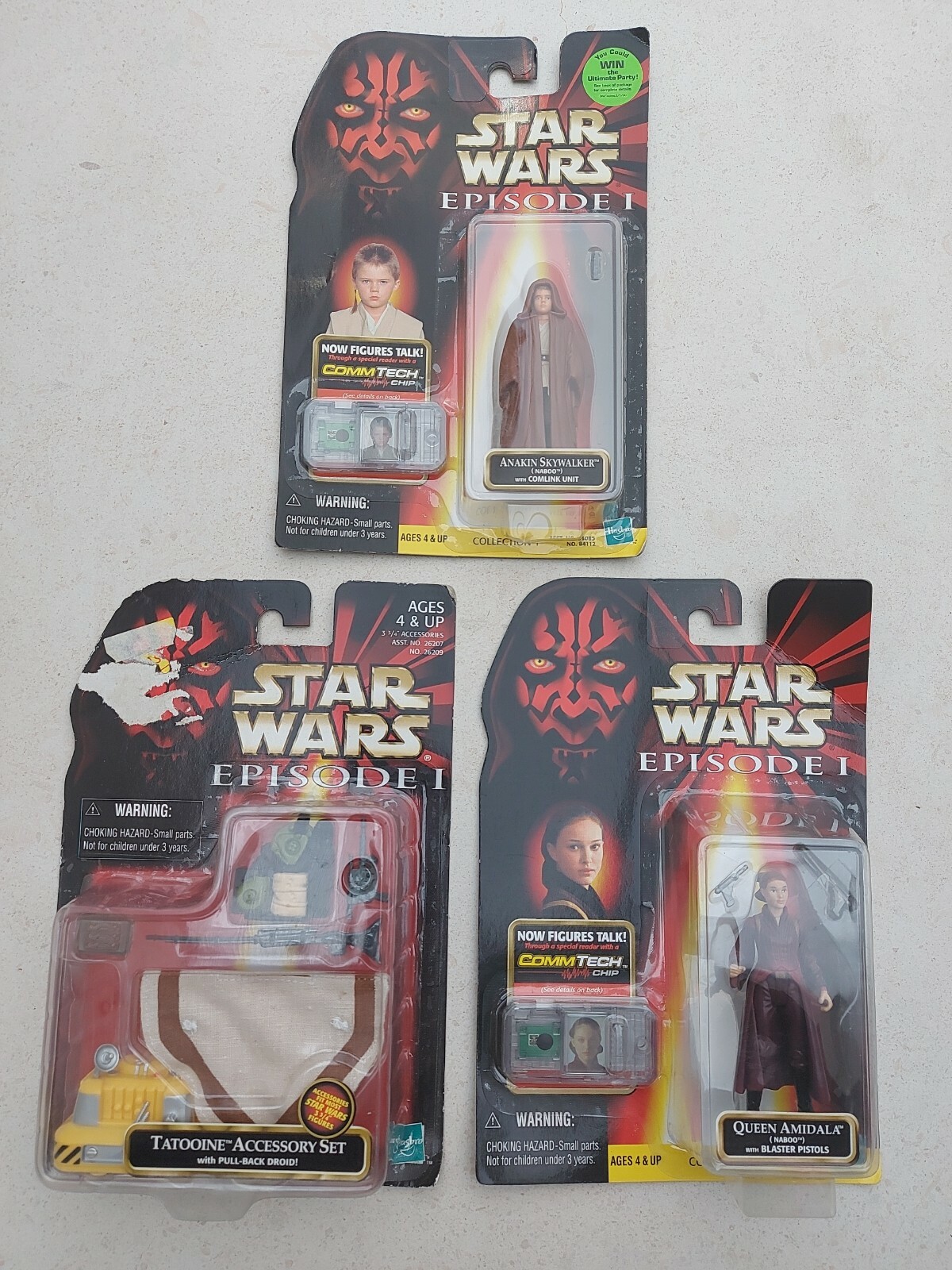 Hasbro Star Wars Episode I Figures Queen Amidala , Anakin, tatooine accesory set
