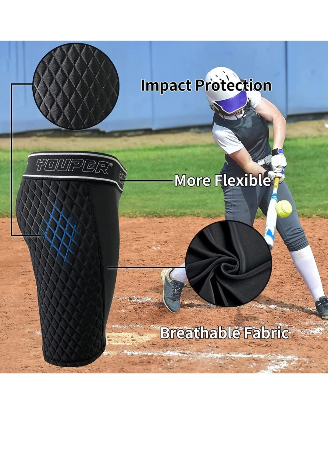 Youper Women's Softball Sliding Shorts, Compression Padded Slider