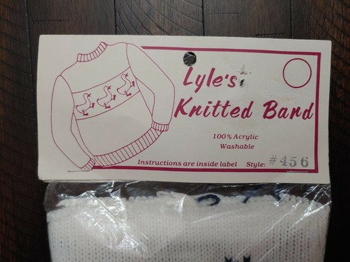 Vintage White Knitted Band with Navy Blue Horses - Imagen 2 de 7