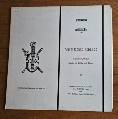 Virtuoso Cello David Popper Music for Cello & Piano Stereo LP