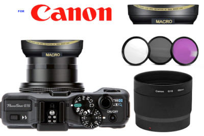 ULTRA WIDE ANGLE LENS + MACRO LENS +HD FILTER KIT FOR CANON POWERSHOT G15