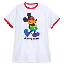 Disney Parks Pride Rainbow Mickey Mouse Red Ringer White Shirt Men's XL