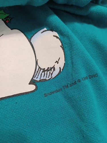 Vintage kids/youth Christmas Sweatshirt Green Bunny Used As-Is - Picture 7 of 8