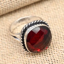 Amazing Red Garnet Gemstone Handmade 925 Sterling Silver Ring Jewelry
