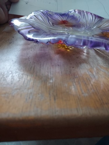 Walther Glass Purple & Amberina Large Floral Dish Art Glass Germany - Bild 16 von 16