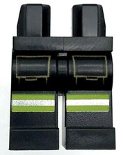 Lego New Black Minifigure Hips and Legs Reflective Stripes Pattern Pants