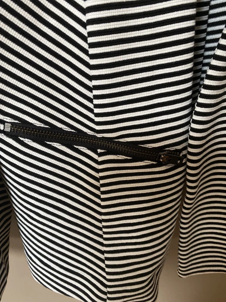 NWT Sejour Black White Striped Open Front Career Blazer Stretch Jacket Size 24W - Image 4 of 4