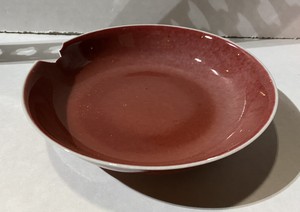 Chinese Ox Blood Glazed Porcelain Plate, W/ Apocryphal Quianlong Mark