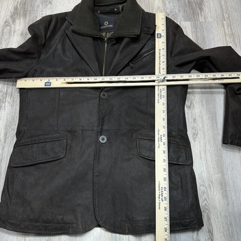 Chaqueta de Cuero Milestone Pig Para Hombre Talla L Marrón Blazer Abrigo Cremallera y Abotonados Alemania Foto 2 de 4