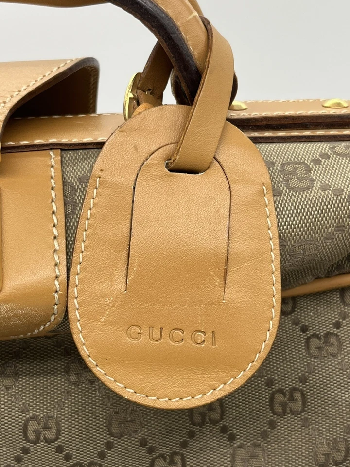 Gucci Maleta Bolso de Viaje GG Lona Cuero Equipaje de Mano Hecho en Italia Foto 2 de 4