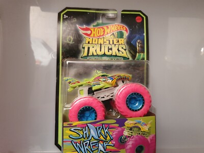 HOT WHEELS MONSTER TRUCKS 1/64 GLOW SHARK WREAK NEW ON CARD  