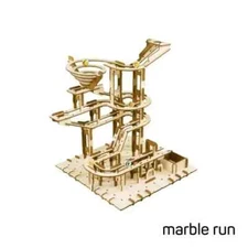 RUNI 3D Wooden Puzzles Marble Run Set  Model Kit for Adults /Teens DIY Gifts
