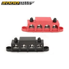 5/16" 12V 250A 4 Post Busbar Bus Bar Power Distribution Block With Cover 2Pcs US