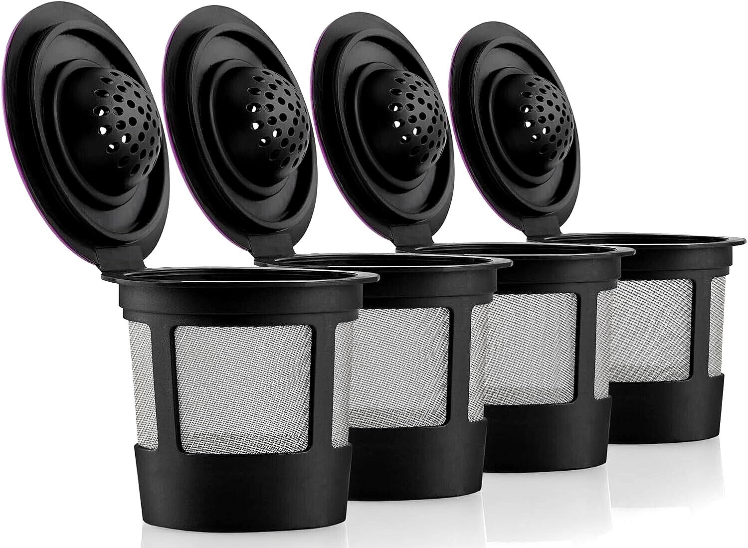 4 Pk. Reusable K Cup Filters for Keurig 2.0 & 1.0 Brewers Coffee Makers Black