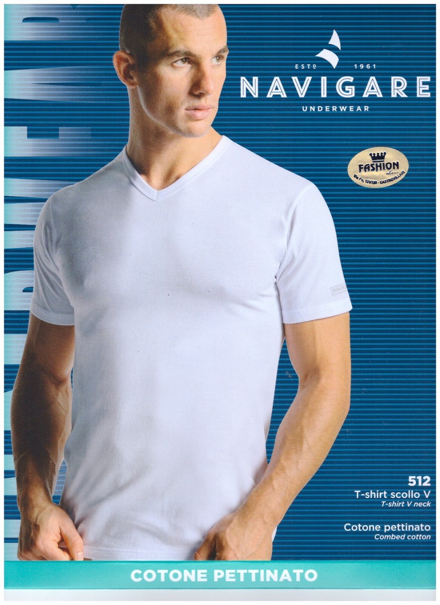 NAVIGARE MAGLIE UOMO COTONE PETTINATO SCOLLO PUNTA ART 512