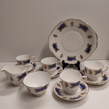 11 Pieces Vintage Gainsborough Tea Set, Serving Plate, Milk Jug  & Sugar Bowl 