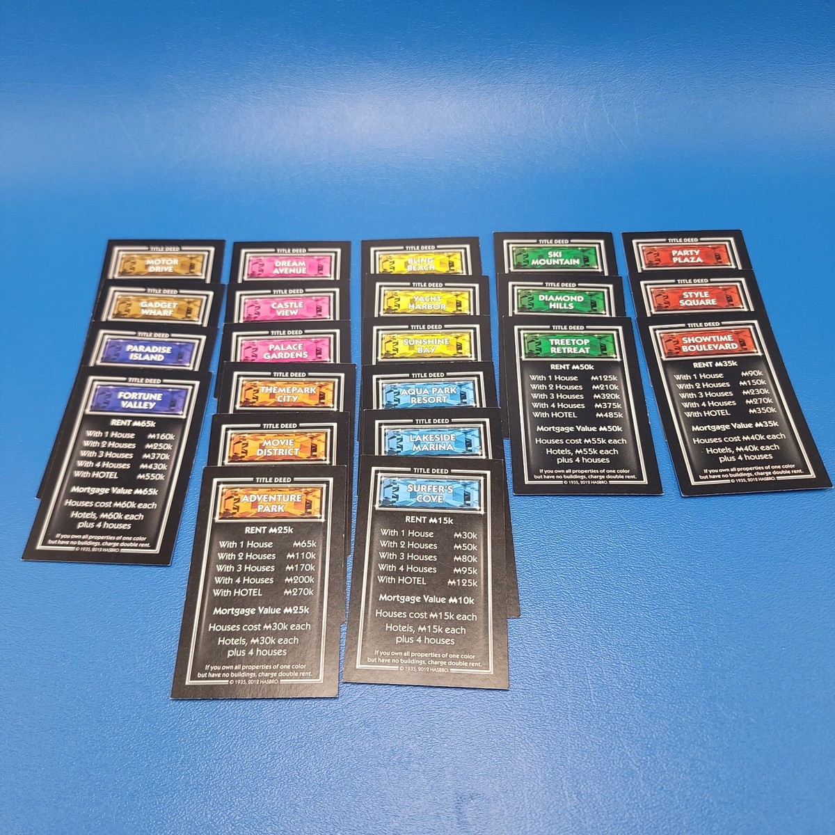 Monopoly Millionaire 22 Title Deed Cards Replacement Game