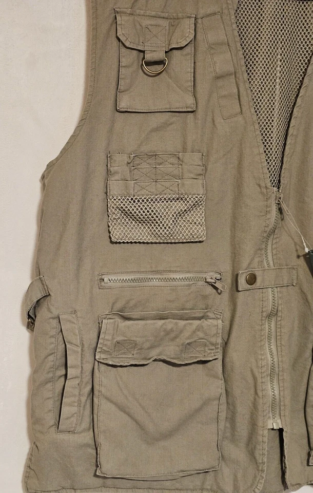 Fishing Vest Men's Large Canvas Rothco Outback Outdoor Hunting Utility Khaki - Image 2 of 4