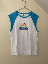 Adidas Vintage 90's Rainbow T-Shirt Sleeveless Made in USA Size M NOS