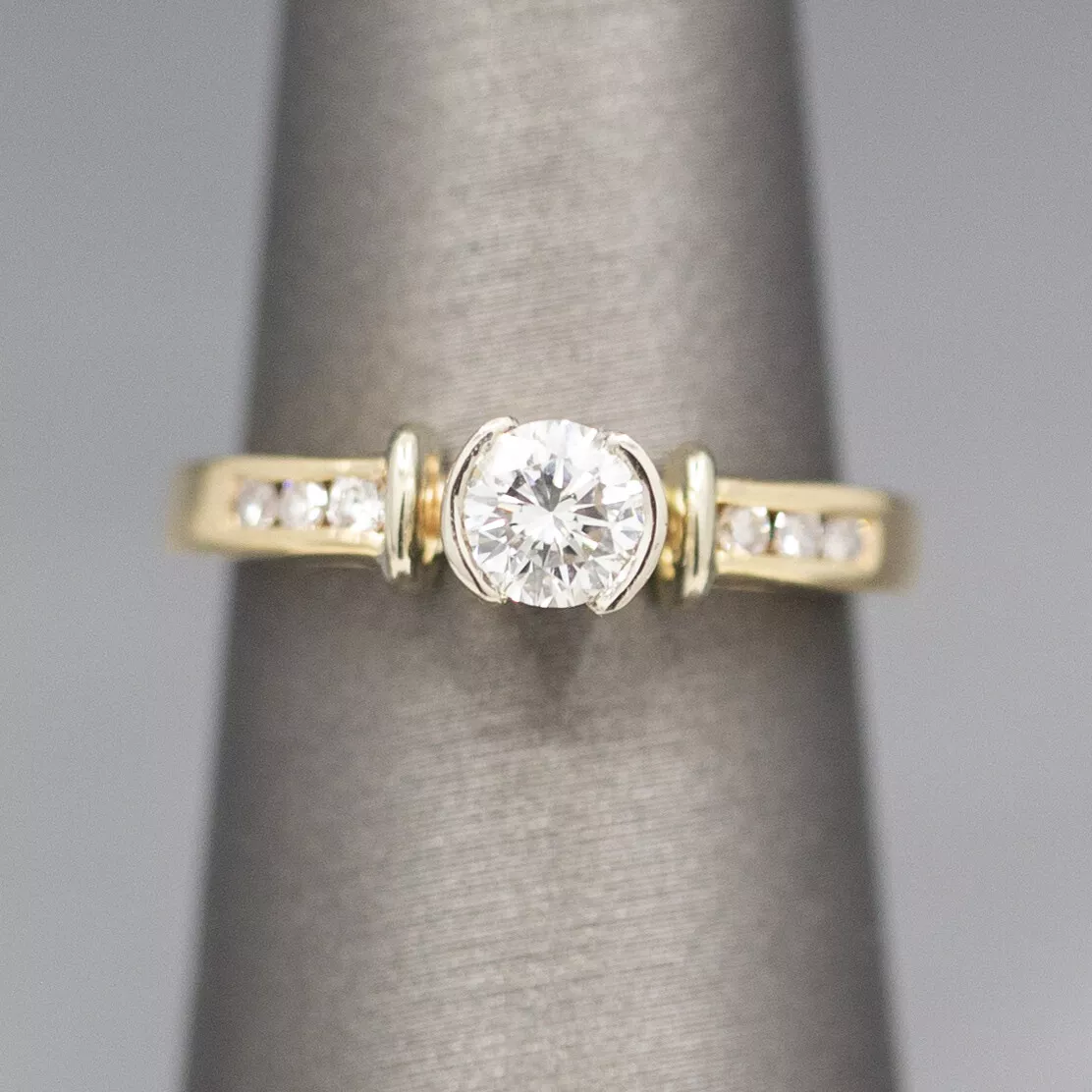 Semi bezel diamond engagement hotsell ring