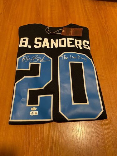 BARRY SANDERS Signed "THE LION KING" Insc Mitchell Ness Jersey NEW Auto BAS COA - Picture 6 of 7