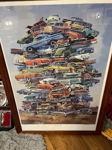 Dale Klee Fifties Junkyard Print Signed Framed With Glass Very Heavy