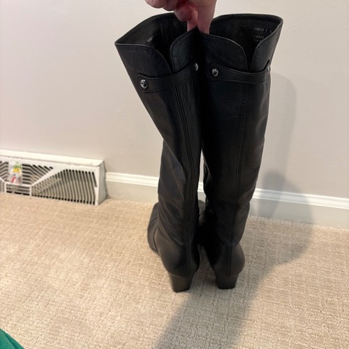 Cole Haan Womens Tall Black Calf Leather Zip Knee High Boots 2" Heel 9 B Brazil - Picture 5 of 10