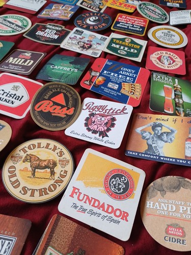 VINTAGE BEET MATS QTY OF 1OO PUB CARDBOARD MIXED ALCOHOL SNACKS DRINKS BUNDLE D - Picture 12 of 12