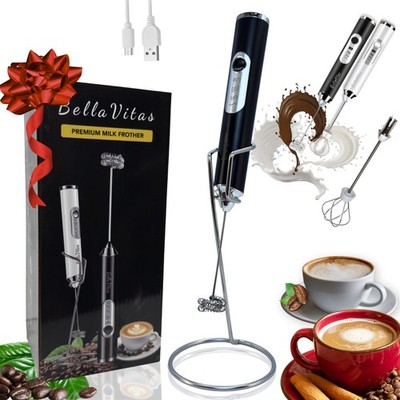 BellaVitas Electric Milk Frother Handheld Rechargeable 3-Speed Coffee Foam Maker