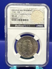 1946 booker t washington half dollar ms65 With Bag Fragment