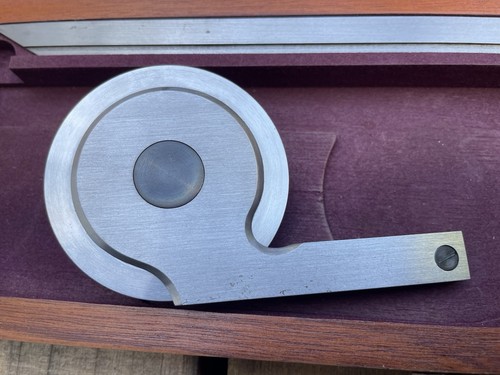 VINTAGE STARRETT 364 BEVEL VERNIER PROTRACTOR 12" BLADE AND WOOD CASE - Picture 12 of 15