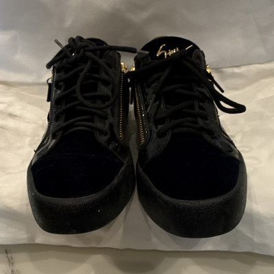 Giuseppe Zanotti Black Patent Leather Low Top Sneakers Lace Up Zip