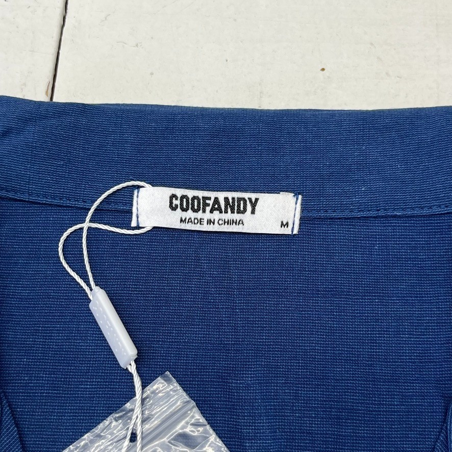 CooFandy Blue & White 2 Piece Linen Beach Outfit Men's Size Medium NEW image 2