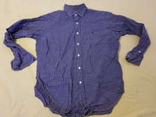 Mens Polo Ralph Lauren Dress Shirt 16 34 35 Navy Blue Blue Button Cotton