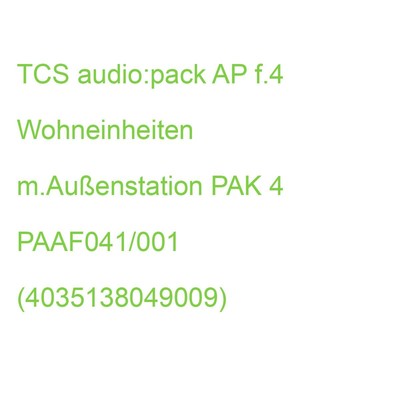 TCS audio:pack AP f.4 Wohneinheiten m.Außenstation PAK 4 PAAF041/001 (4035138049