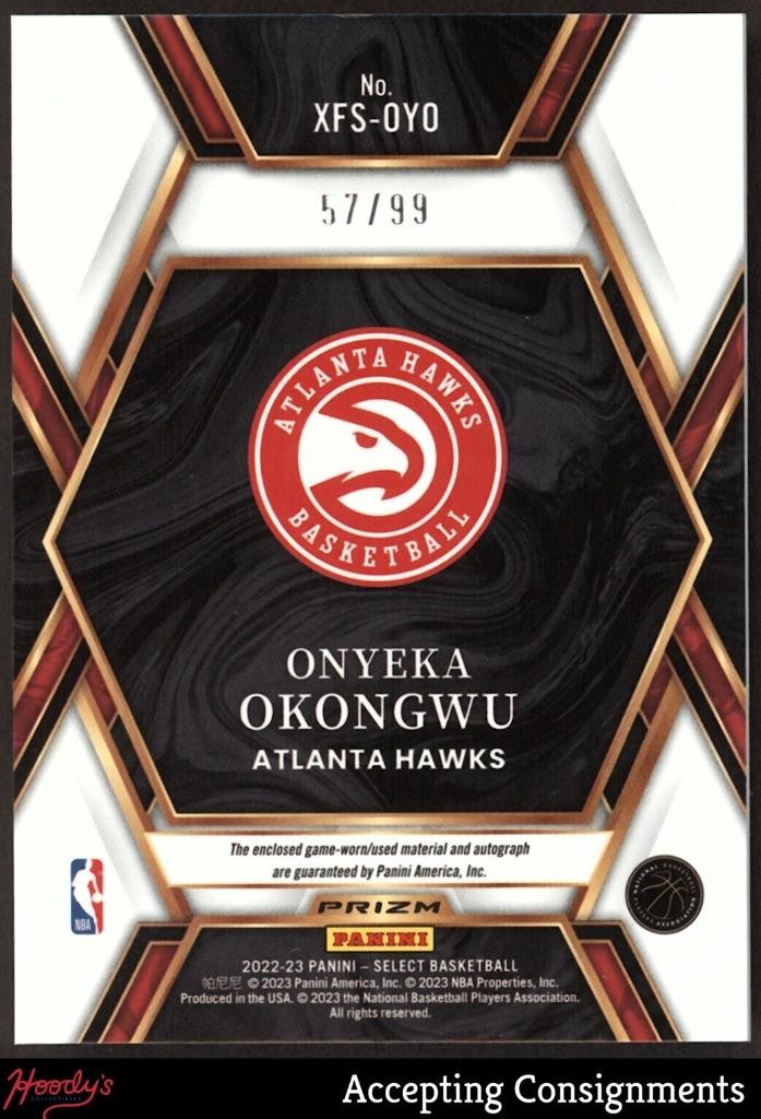 2022-23 Select X-Factor Purple #22 Onyeka Okongwu GAME USED JERSEY AUTO 57/99 view 2