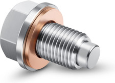 M12 x1.25 Magnetic Oil Drain Plug Stainless Steel w Copper Washer for Toyota Nis