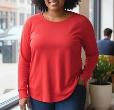 ATHLETA  Women  s Red Mindset Sweatshirt size XL Soft Modal Long Raglan Sleeves