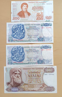 4 Banknoten Griechenland 200 Drachmen 1996 50 Drachmen 1978 1000 Drachmen 1978