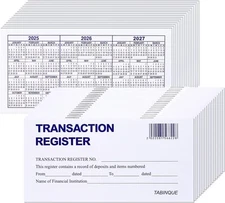 24 PCS Check Registers for Personal Checkbook, Easy to Read Checkbook Register