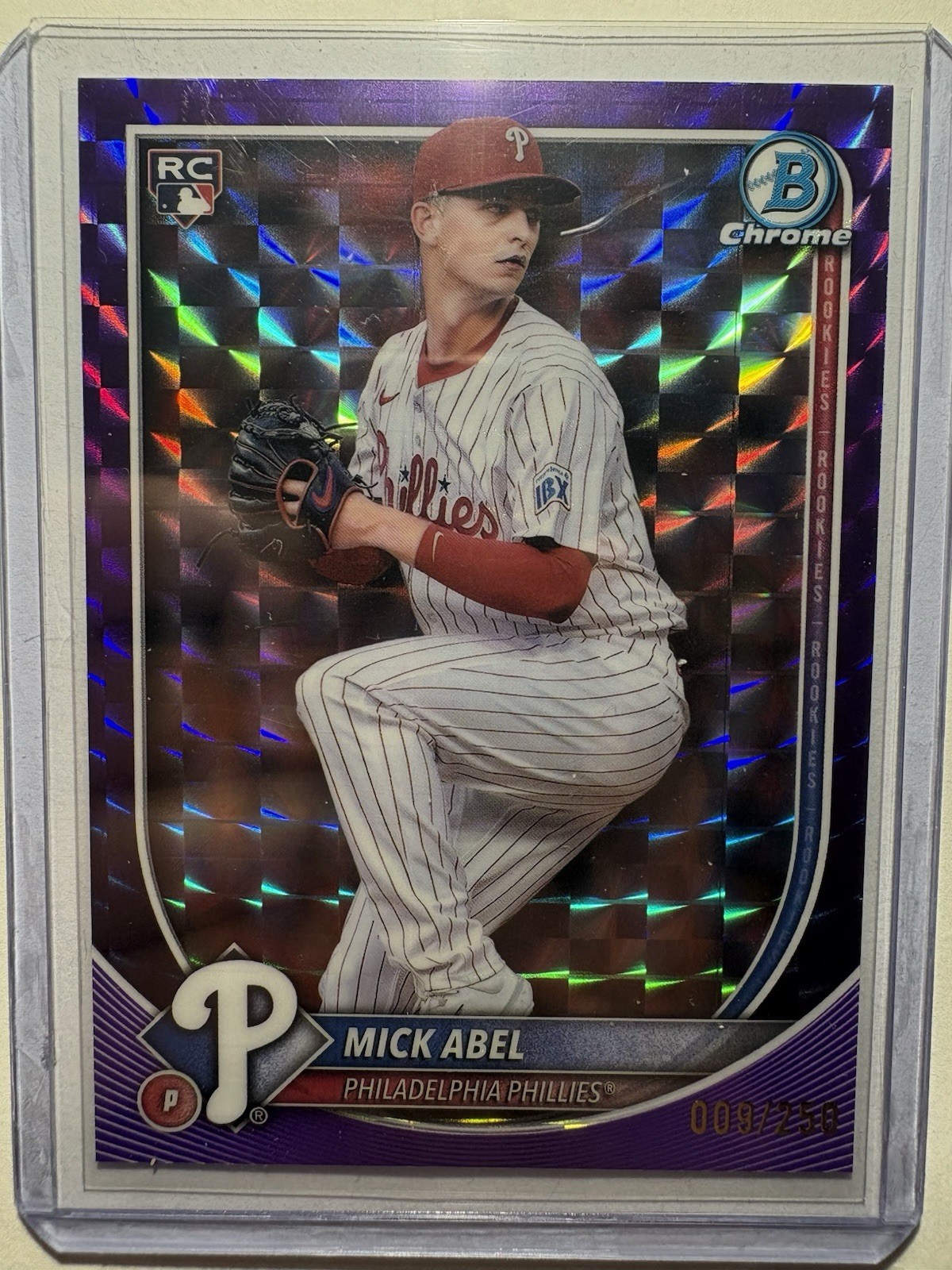 2025 Bowman Chrome Mick Abel #11 RC Purple Geometric Refractor /250