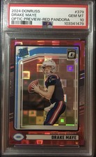 2024 Donruss Drake Maye Rated Rookie Optic Preview Red Pandora Prizm PSA 10 Gem