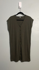 Old Navy Ribbed Knit Olive Green Button Down Shift Dress Women’s Medium