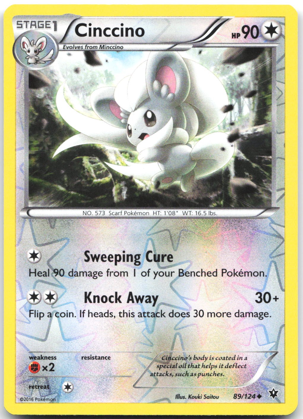 Cinccino 89/124 Uncommon Fates Collide Pokemon Reverse Holo Lightly Played