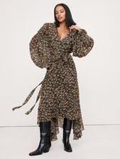 Banana - Georgette Puff-Sleeve Maxi Dress #852056 - Early Year Discount