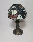 Tiffany Style Stained Glass Dragonfly Tea Light Candle Lamp 8.5" Portable